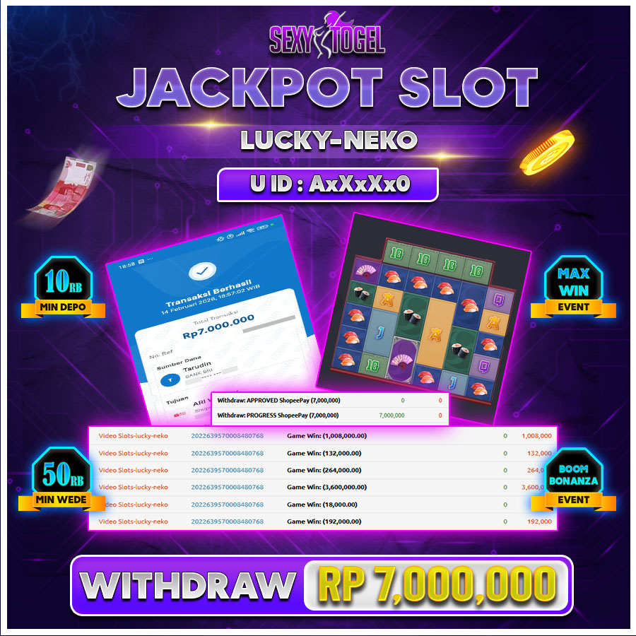 SEXYTOGEL JACKPOT SLOT LUCKY NEKO Rp.7.000.000.,-LUNAS